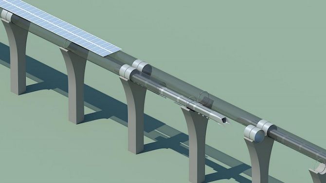 Dráha Hyperloop by mohla stát na již postavených pilířích dálnice Interstate 5, Obrázek: SpaceX