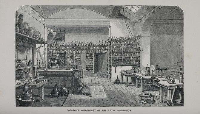 Michael Faraday v laboratoři 