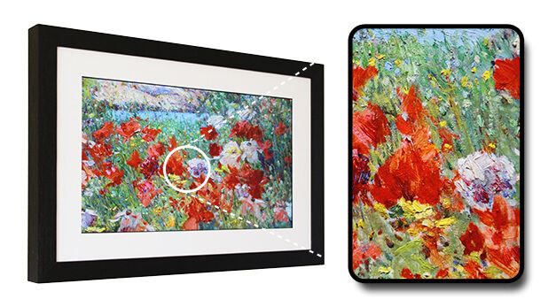 Když si oblíbíte určitý detail obrazu, můžete si vystavit pouze zvolenou část díla. Foto: palacio.life/Kickstarter zobrazení detailu díky displeji Canvia