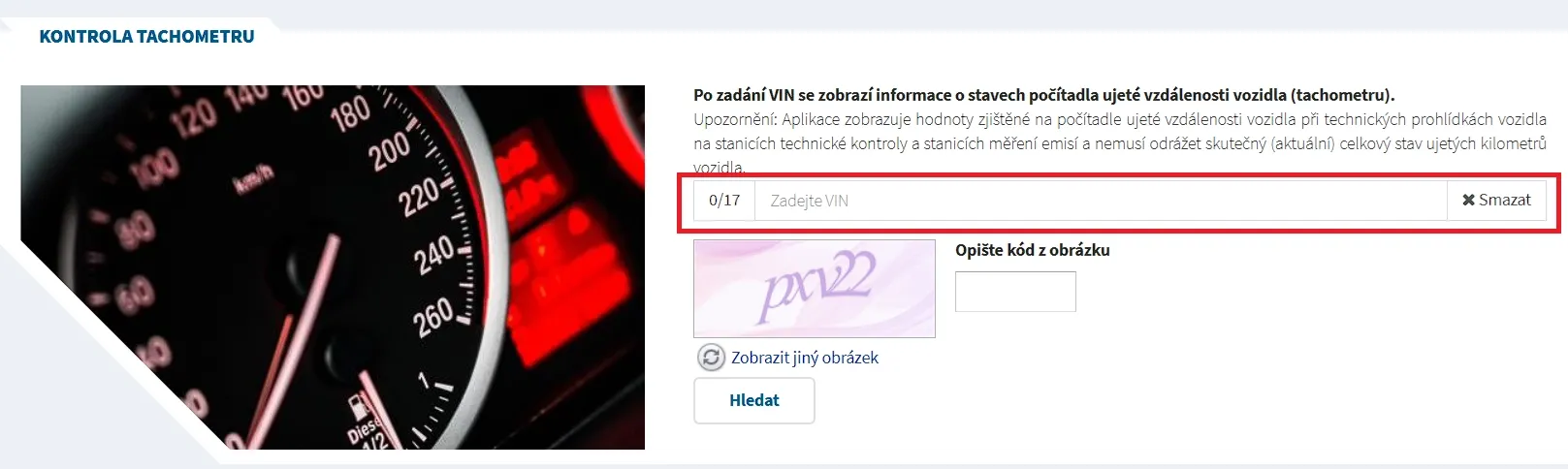MDČR kontrola tachometru