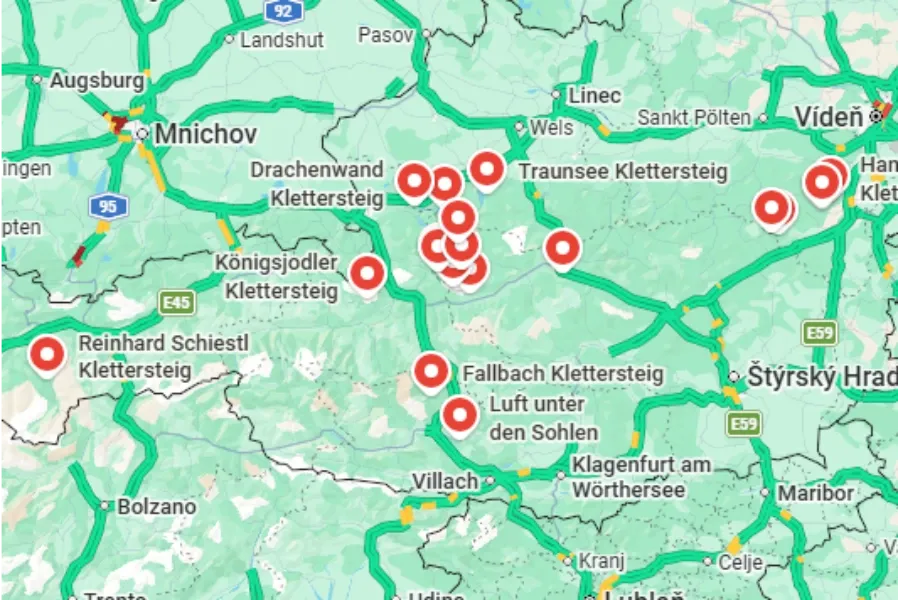 Rakousko ferraty mapa