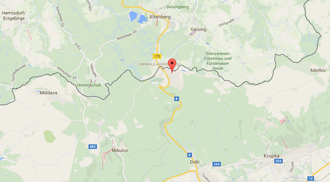 Osada Cínovec se nachází u německých hranic.