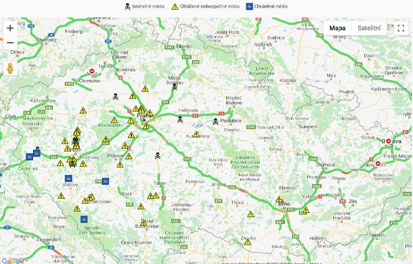 Mapa nebezpečných míst