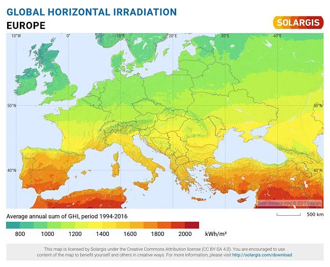 Solární mapa Evropy